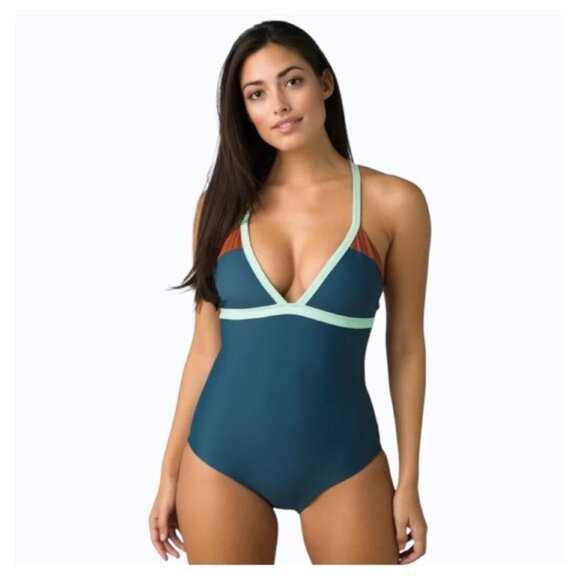 Prana Other - PRANA • Amaka One Piece Swimsuit in Atlantic Colorblock • XS